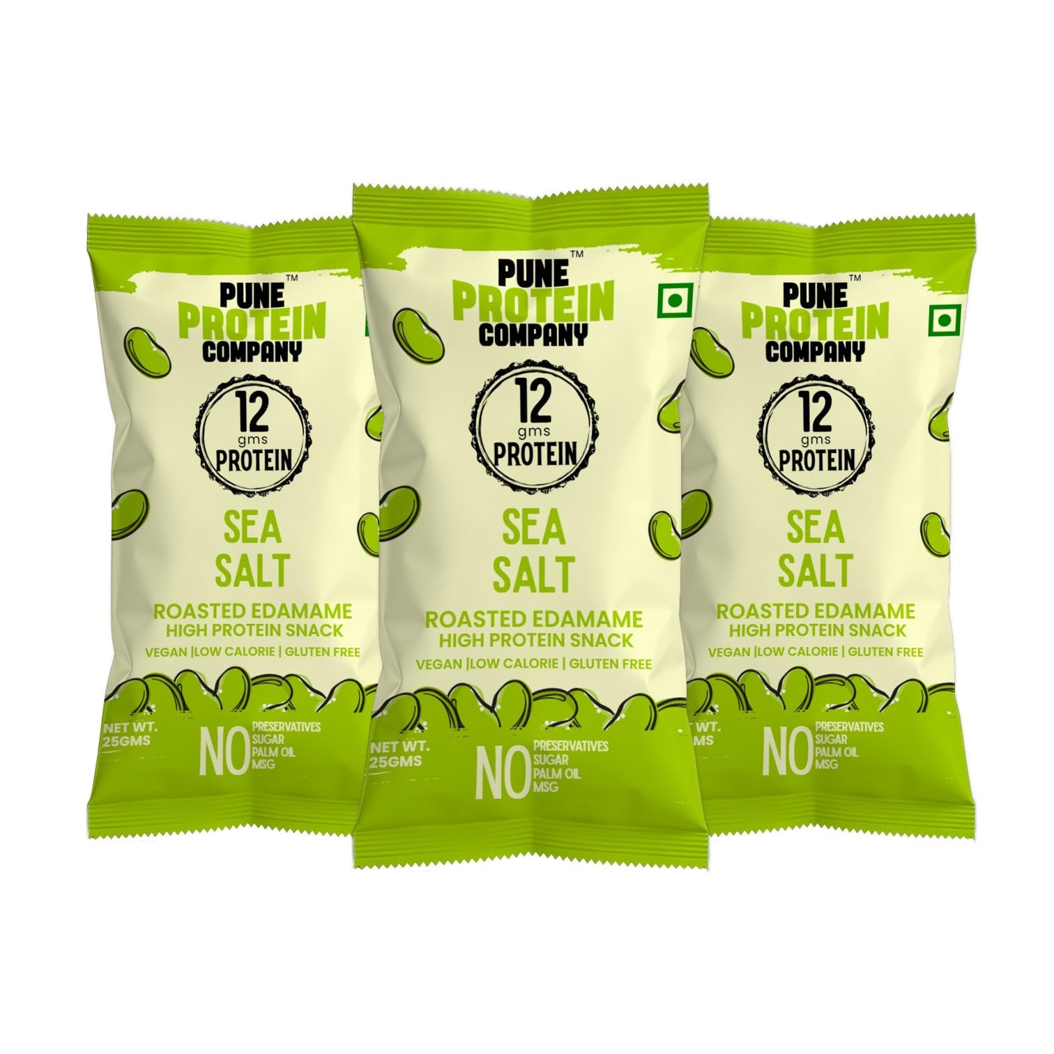 Pune Protein Company Sea Salt Roasted Edamame Beans 25g (Pack of 3) | 12g Plant Protein Per 25g & High Fiber Snack | Zero Palm Oil Whole Food | Crispy Gluten-Free Savory Diet Munch-image-45