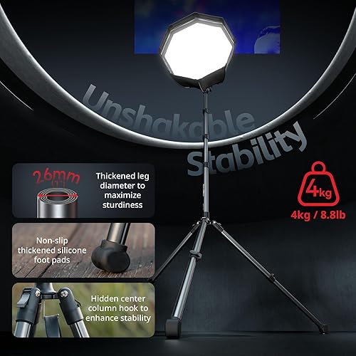 Vista 6 de SMALLRIG Soporte de luz ajustable para fotografía de 74.8 pulgadas/6.23 pies, carga máxima de 8.8 libras, soporte de trípode de iluminación compacto
