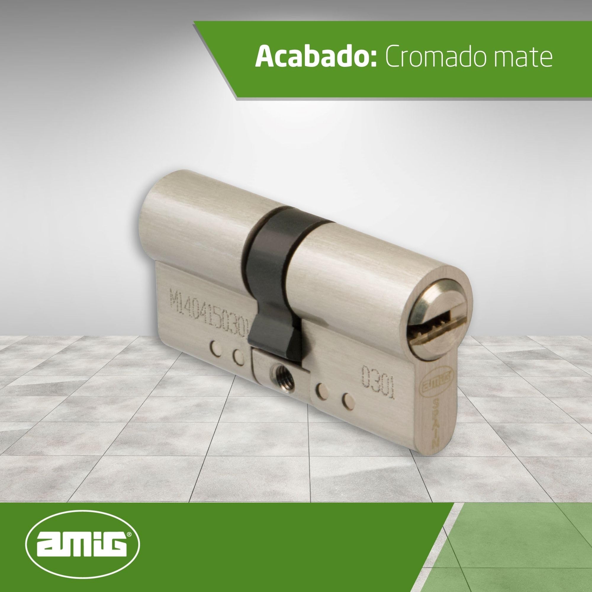 Amig - Cilindro Serratura 12382 | Sicurezza Anti-Picking e Anti-Bumping | Protezione Acciaio Inox | 5 Chiavi Incluse | Per Porte in Legno, Multicolore, Acciaio Inossidabile