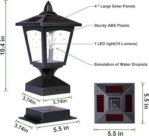 Miniatura 3 de Luces solares para postes al aire libre, luces solares para postes de valla, impermeables, para valla de madera, terraza, patio, jardín, decoración