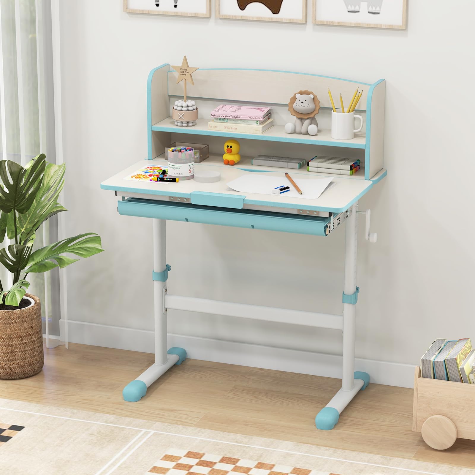 Bureau enfant ensemble table et chaise pour enfants avec lampe hauteur réglable plaque de table inclinable pour etude travail charge max 80kg (bleu Bureau enfant ensemble table et chaise pour enfants avec lampe hauteur réglable plaque de table inclinable pour etude travail charge max 80kg (bleu