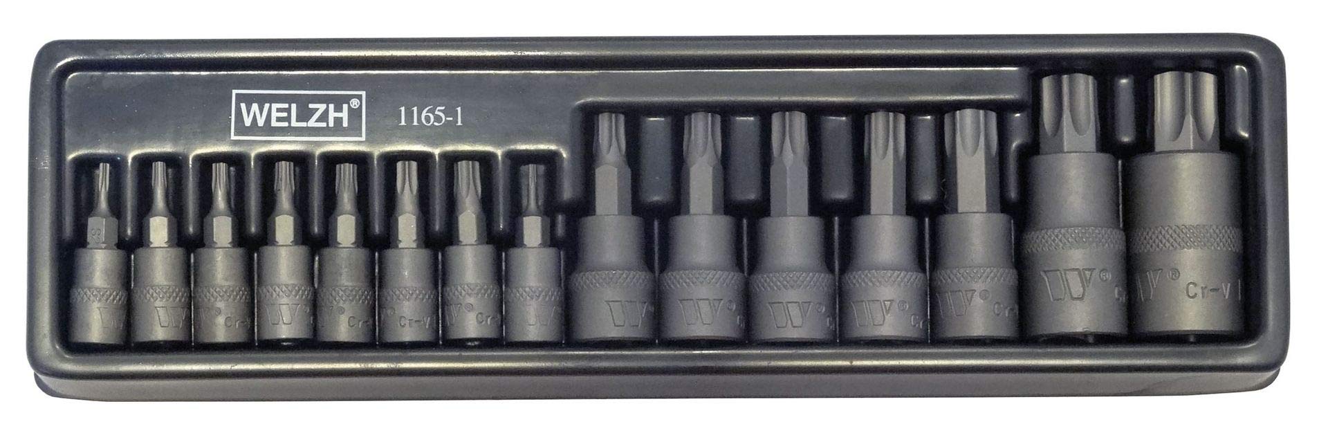 Welzh Werkzeug 1165-1-WW 15 pc Tx socket set on 1/4, 3/8, 1/2 drive T6 - T70