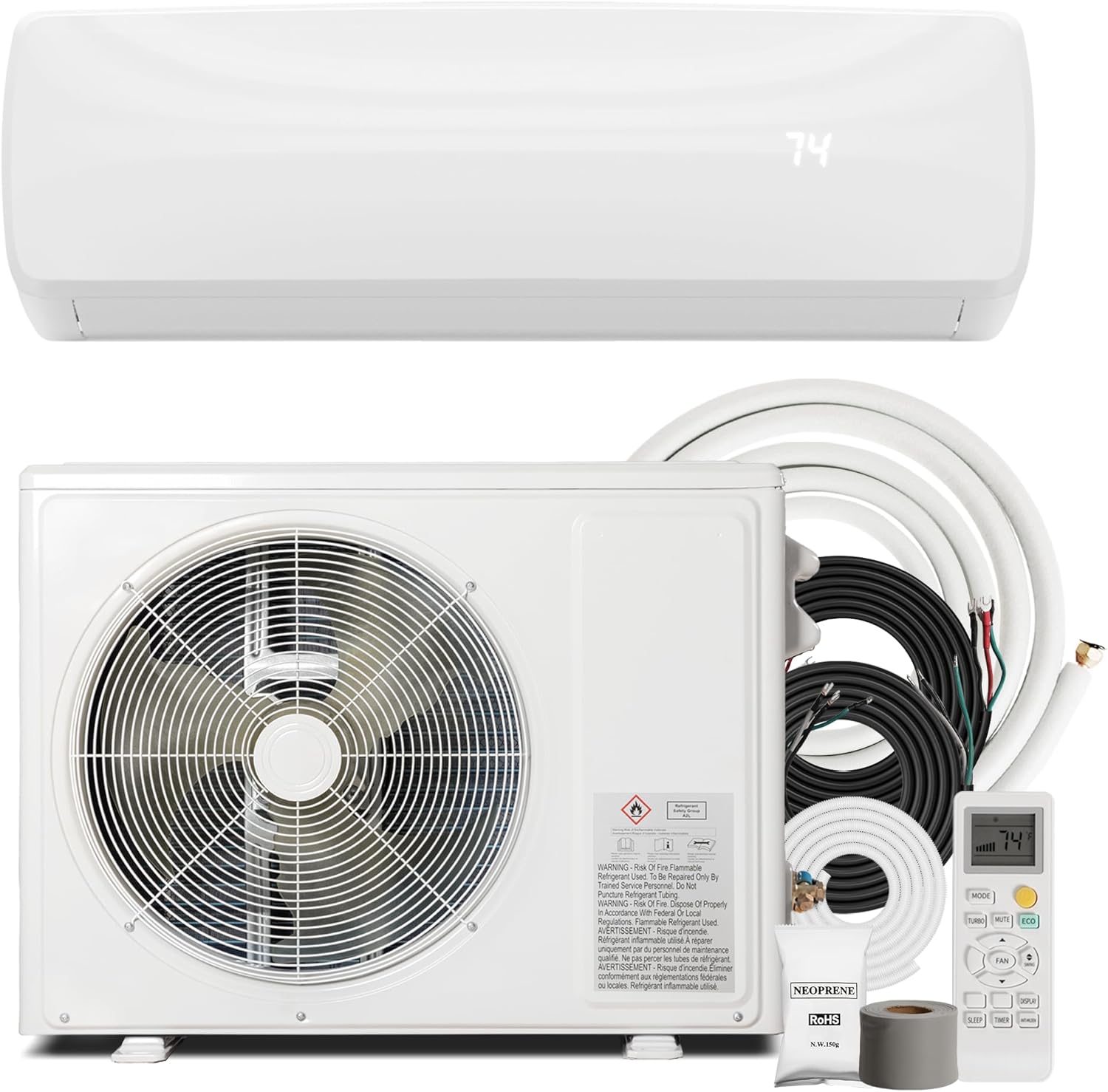 18000BTU Mini Split Air Conditioner Heat Pump, 19 SEER2 Inverter Compressor AC Unit Cools Rooms up to 1250 Sq. Ft, 230V Ductless Split AC with Pre-Charged Condenser & Installation Kit 18000BTU Mini Split Air Conditioner Heat Pump, 19 SEER2 Inverter Compressor AC Unit Cools Rooms up to 1250 Sq. Ft, 230V Ductless Split AC with Pre-Charged Condenser & Installation Kit