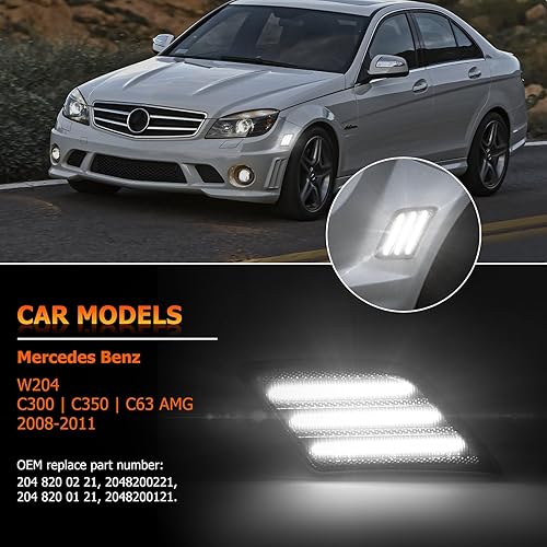 Miniatura 2 de POPMOTORZ Conjunto de luces de señal intermitente de lente blanca para parachoques delantero completo LED, kit de lámparas de marcador lateral