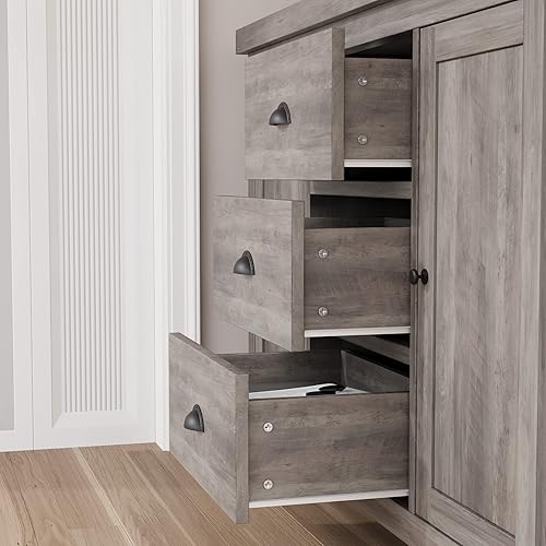 Miniatura 5 de Senfot Gabinete de almacenamiento de cocina con gran espacio de almacenamiento con 3 cajones y 2 puertas, mesa de entrada para sala de estar y