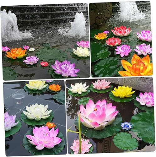 Miniatura 3 de Yardwe 4 piezas de decoración de lirio de agua de simulación, mini decoración de flores de imitación para pecera, adornos flotantes de loto para