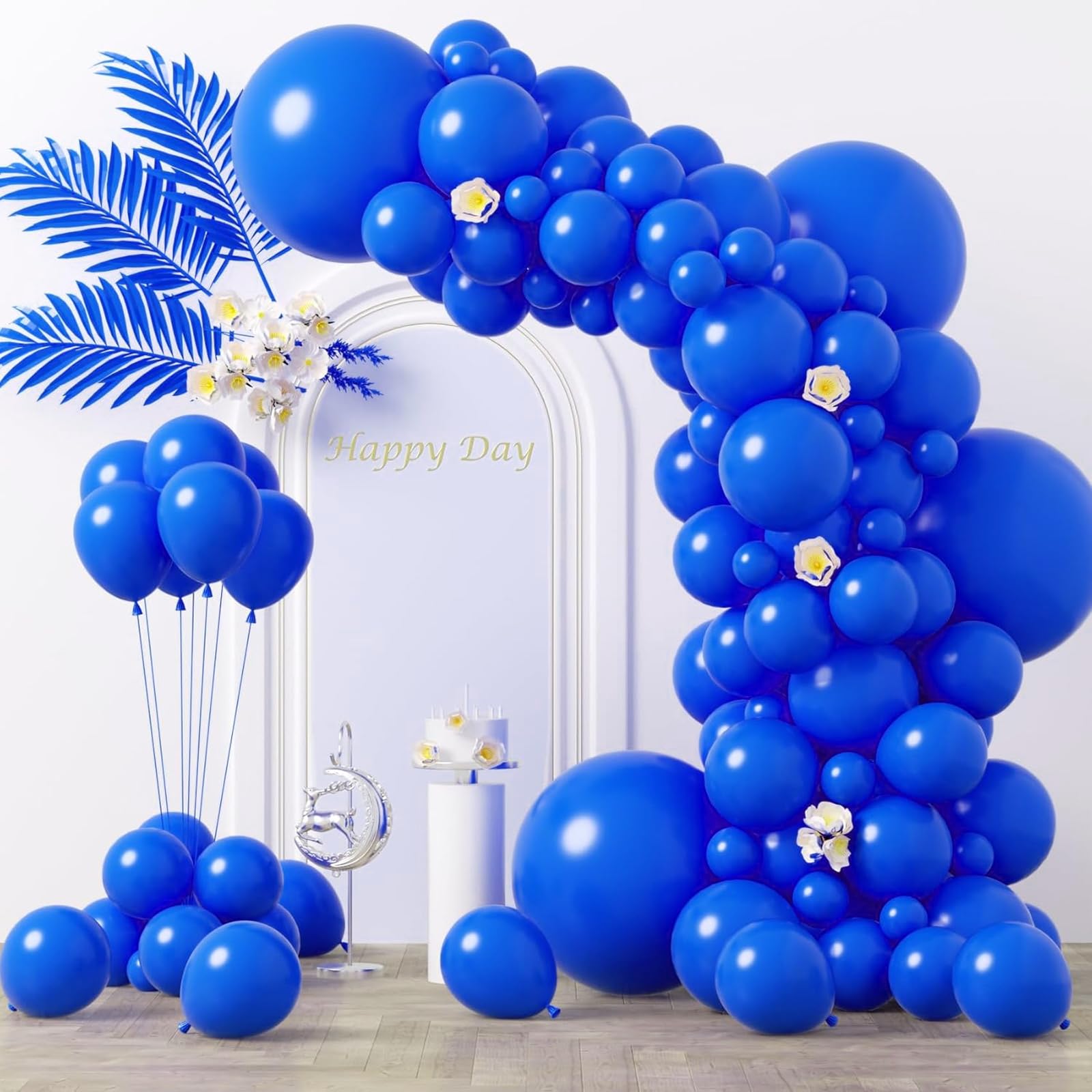 Voircoloria 130pcs Blue Balloons Garland Arch Kit, 18 12 10 5 Inch