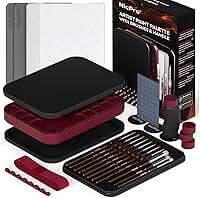 Nicpro Kit profissional de pintura em miniatura com paleta molhada, cabo de pintura em miniatura e 11 peças de pincéis de pintura detalhados, escova seca, esponja, papel de palete, suporte de pincel