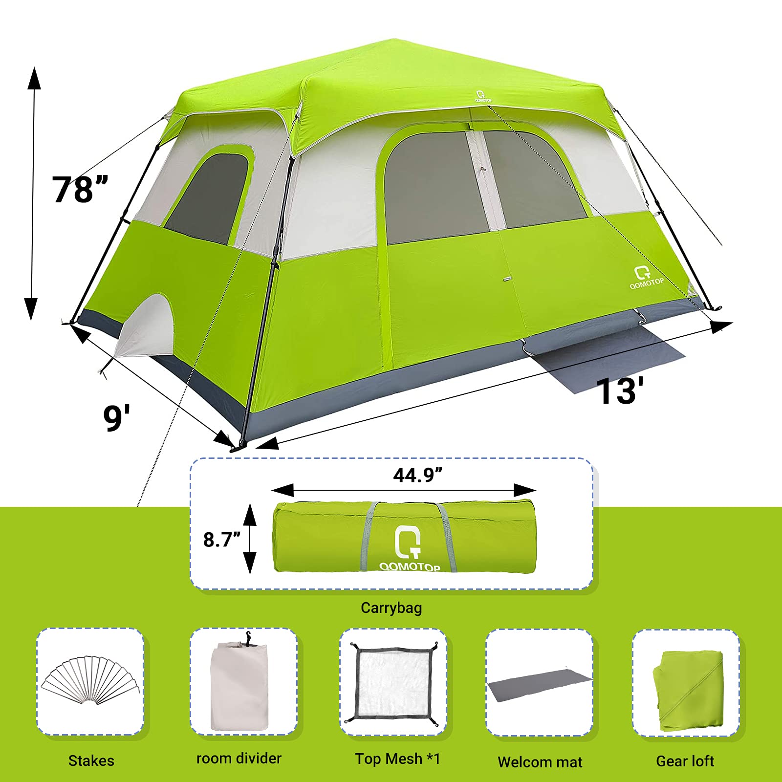OT QOMOTOP Tents, 6/8/10 Person 60 Sec Set Up Camping Tent, Waterproof