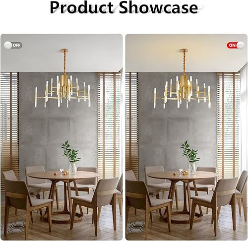 Miniatura 8 de BOKT Candelabro dorado contemporáneo de 36 luces LED G4 creativas champán dorado para sala de estar, lámpara de techo colgante posmodernismo para