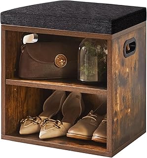 YMYNY Shoe Storage Bench with Cushion, 2 Tier Shoe Rack with Padded Seat, Adjustable