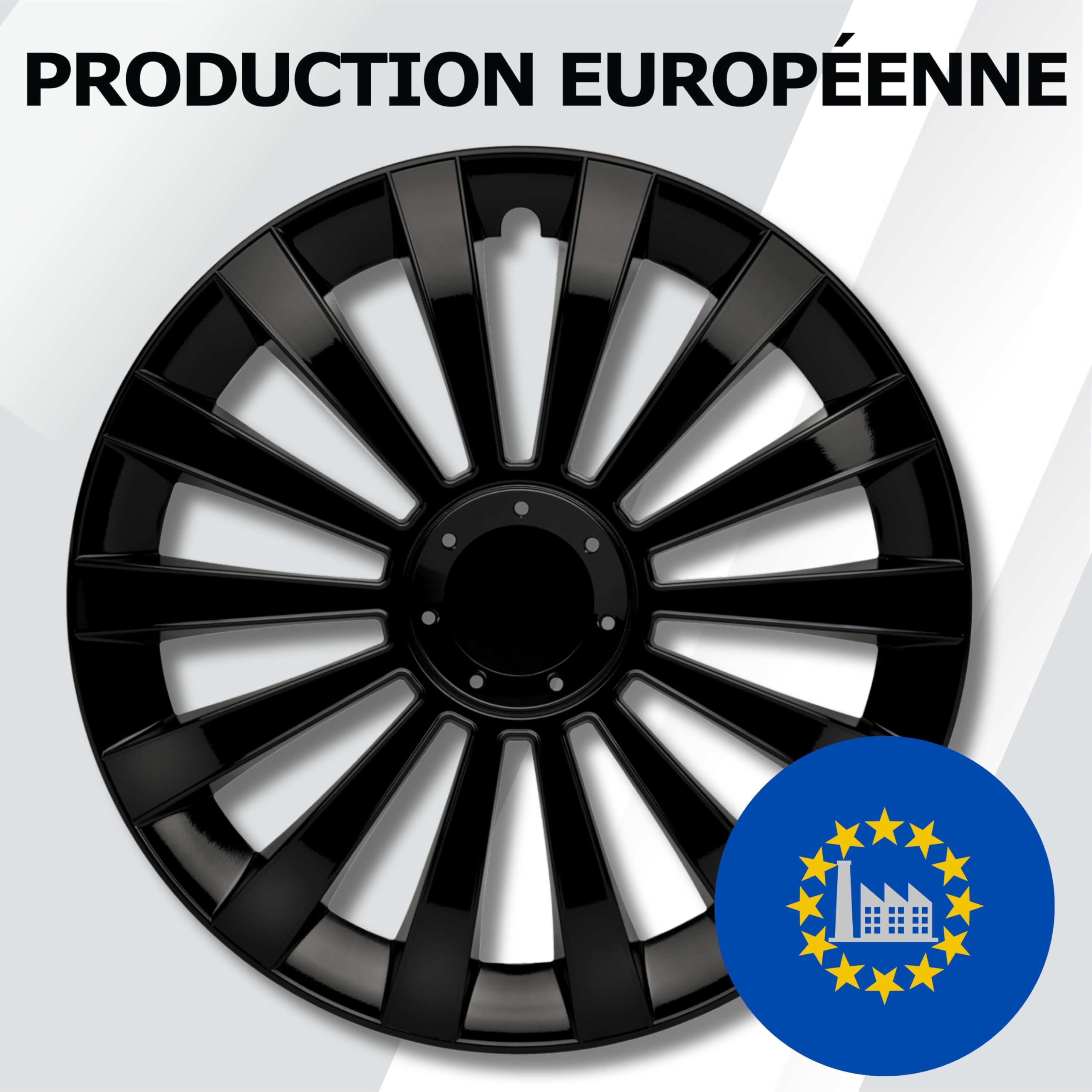 Kuglo Meridi 4 enjoliveurs 16 Pouces Noir pour Jantes Acier