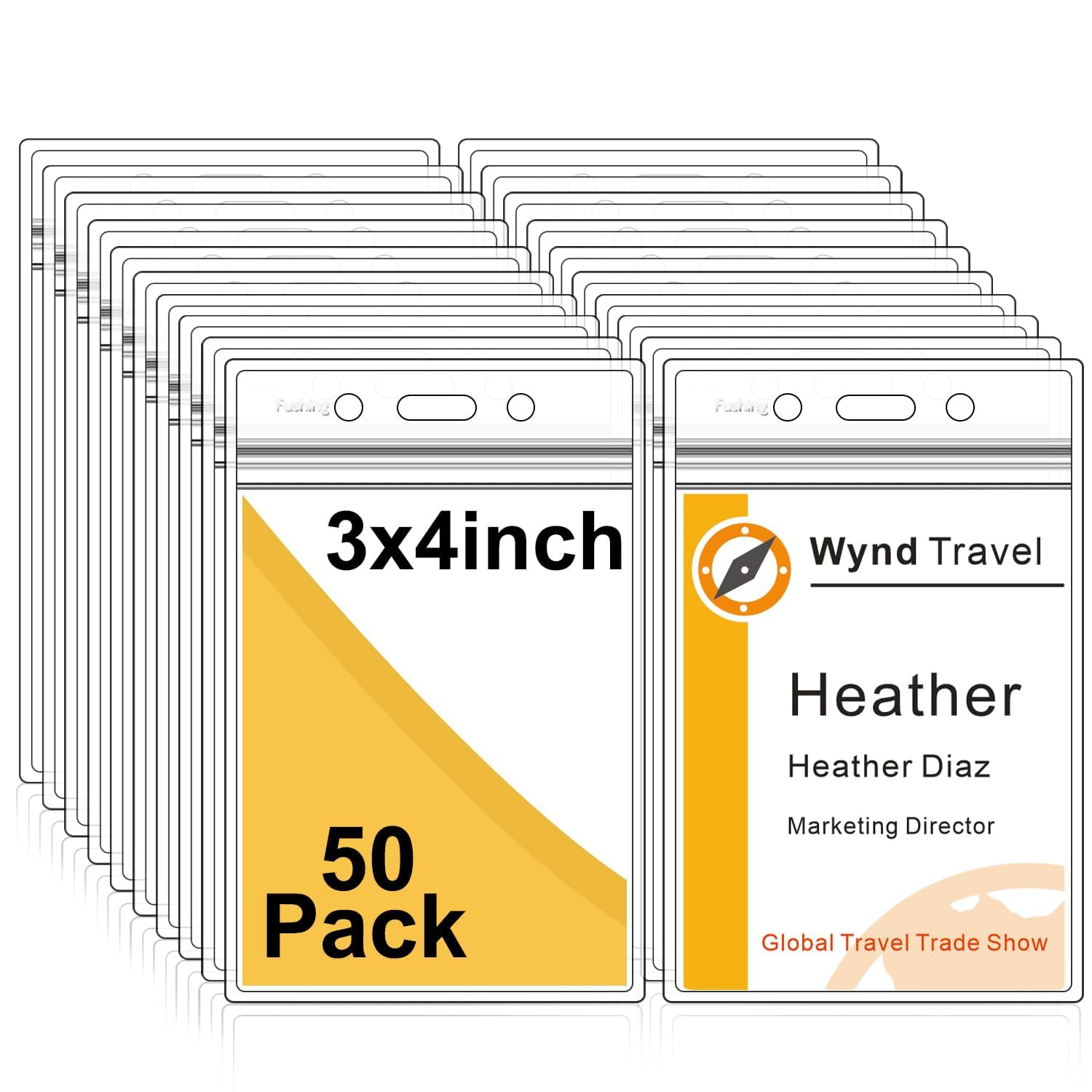 Amazon.com : Fushing Pack of 50 Clear Plastic Vertical Badge