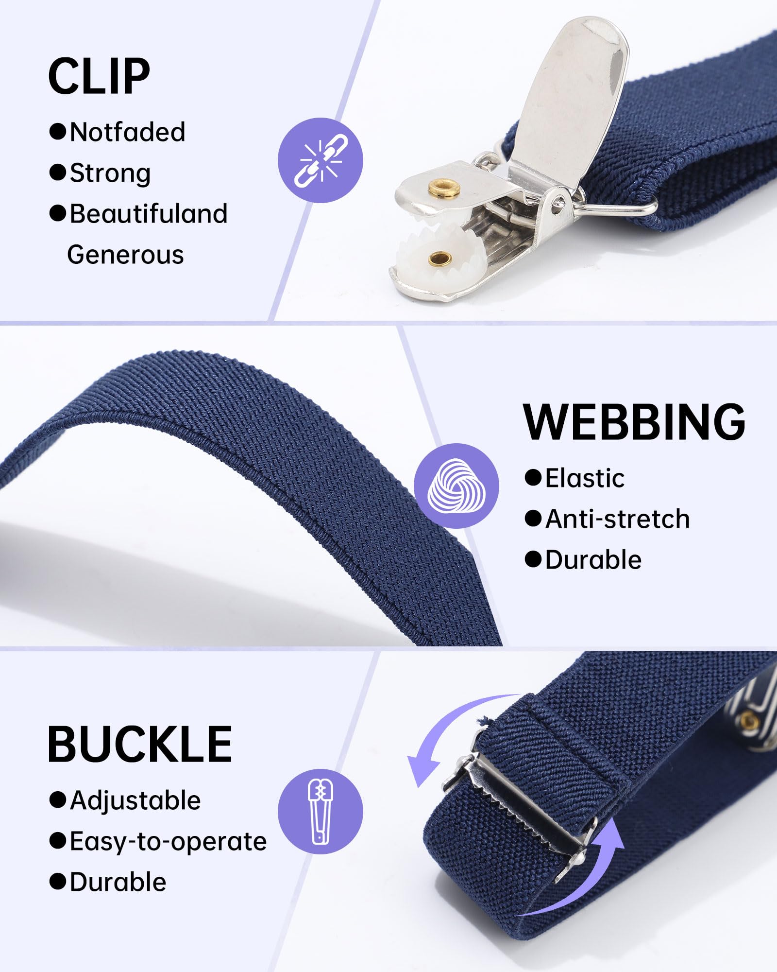 Kids Suspender Bow Tie Sets - Adjustable Braces With Bowtie Gift Idea for Boys and Girls by WELROG(Navy blue) 3