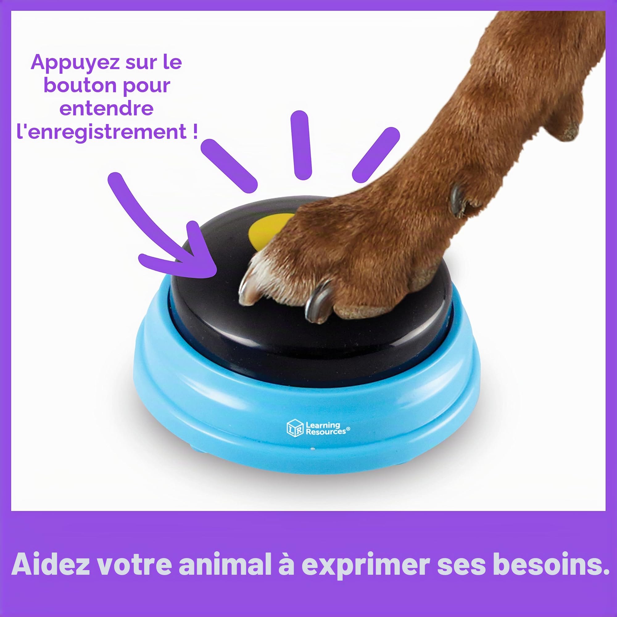 Learning Resources Hunger for Words Mots Essentiels pour Chien Parlant - kit de 6 Boutons avec Message pré-enregistré pour Chiens, Boutons de Communication pour Les Chiens
