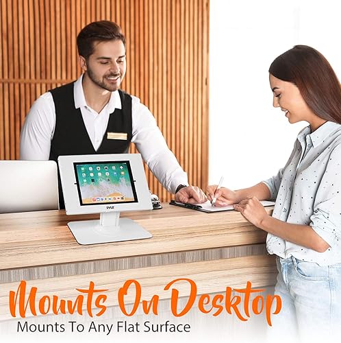 Miniatura 5 de Pyle Soporte de seguridad antirrobo para tableta, soporte de mesa para quiosco de iPad de escritorio con mecanismo de bloqueo y llave, rotación de