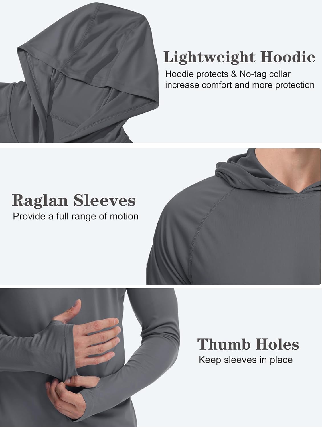 Men's UPF 50+ Sun Protection Long Sleeve Hoodie Shirt Outdoor UV Fishing Shirts for Workout, Running, Fishing,Hiking - Image 5