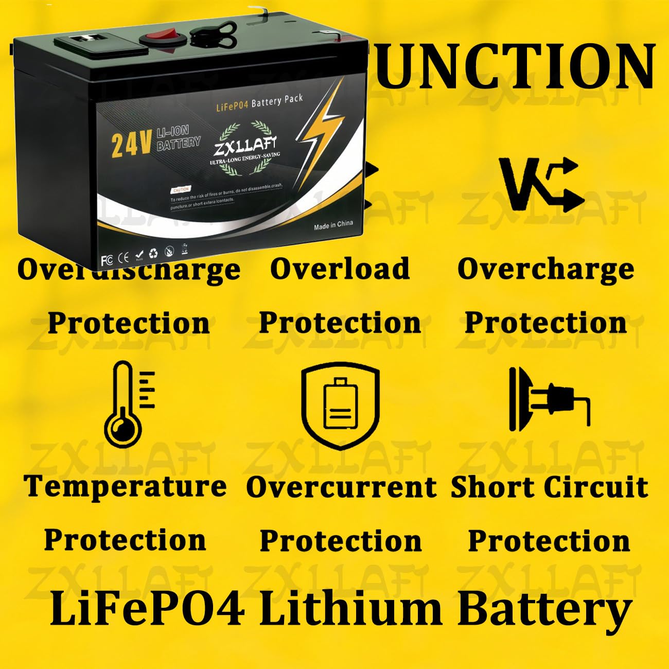 Batteria al Litio 24 V Batteria LiFePO4 10 Ah Batterie a Ciclo Profondo Batterie sostitutive Scheda di Protezione BMS Integrata per impianti solari, luci Emergenza