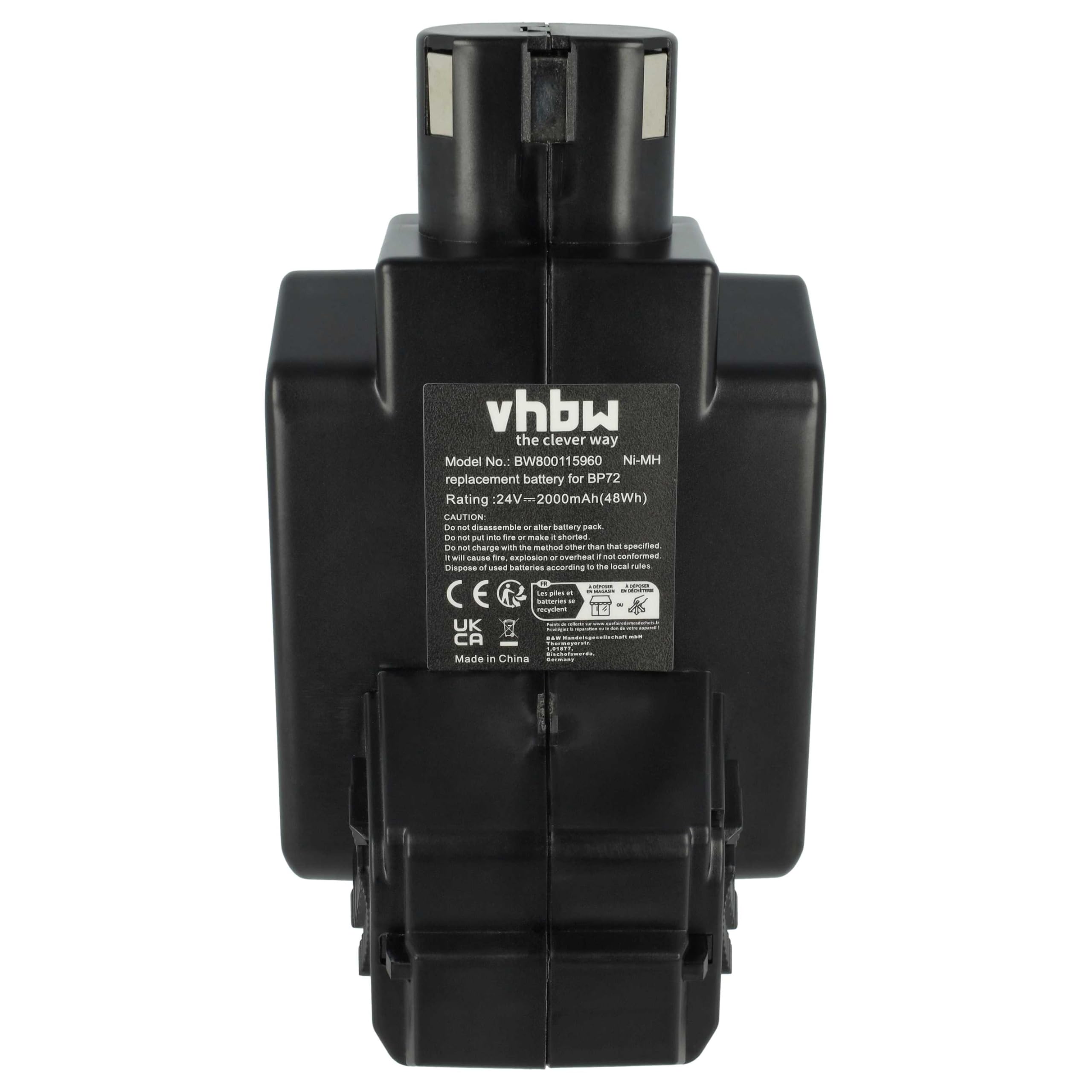 vhbw batteria sostituisce Hilti BP72, BP60, 331530, BP40 per utensile (2000 mAh, NiMH, 24 V)