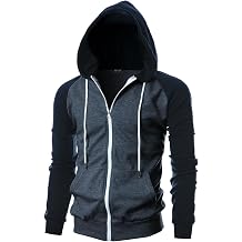 GIVON Mens Zip Up Hoodie Lightweight Baseball Raglan Hooded Sweatshirt