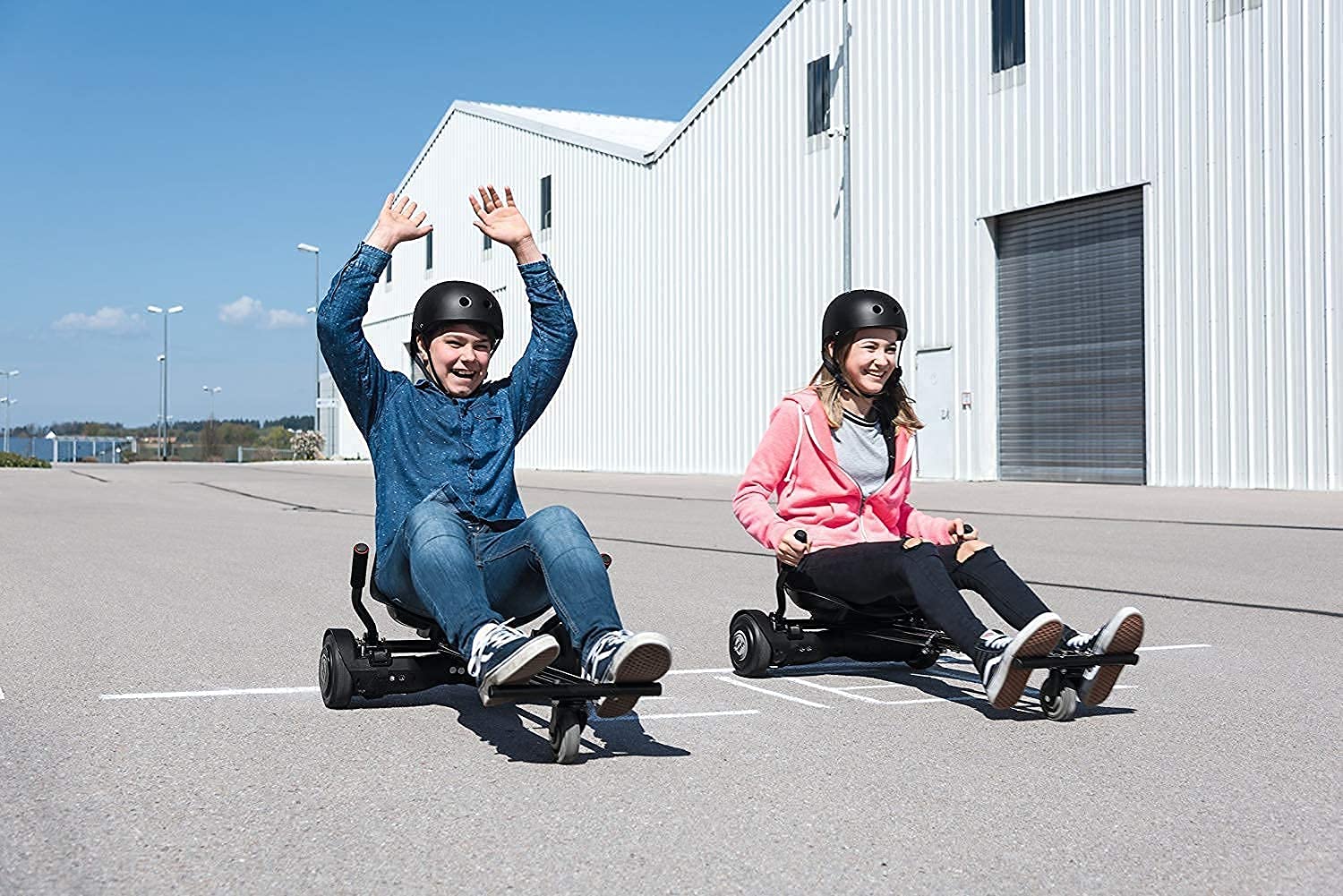 Wheelheels Hovercart für alle 6.5", 8.5" & 10" Hoverboards – Sitz für Self Balance Scooter mit innovativer Federung, Stoßdämpfern & luftgefülltem Frontreifen für mehr Fahrkomfort