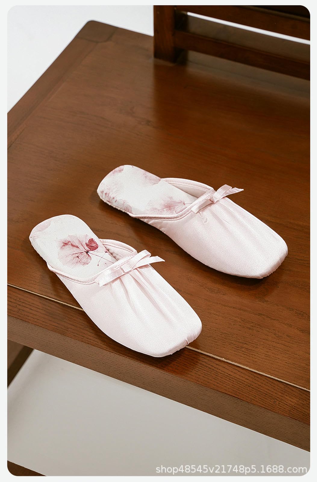 Pantofole Donna Tessuto A metà delle Punta di Piedi Scheme Estate Casa Interno Delicata Piatta in Stile Francese-bianco-34-35
