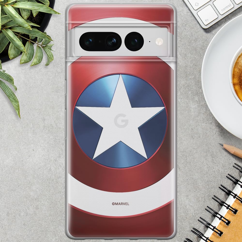 ERT GROUP Custodia Marvel Per Google Pixel 7: Captain America 025, Licenza Ufficiale, TPU Flessibile