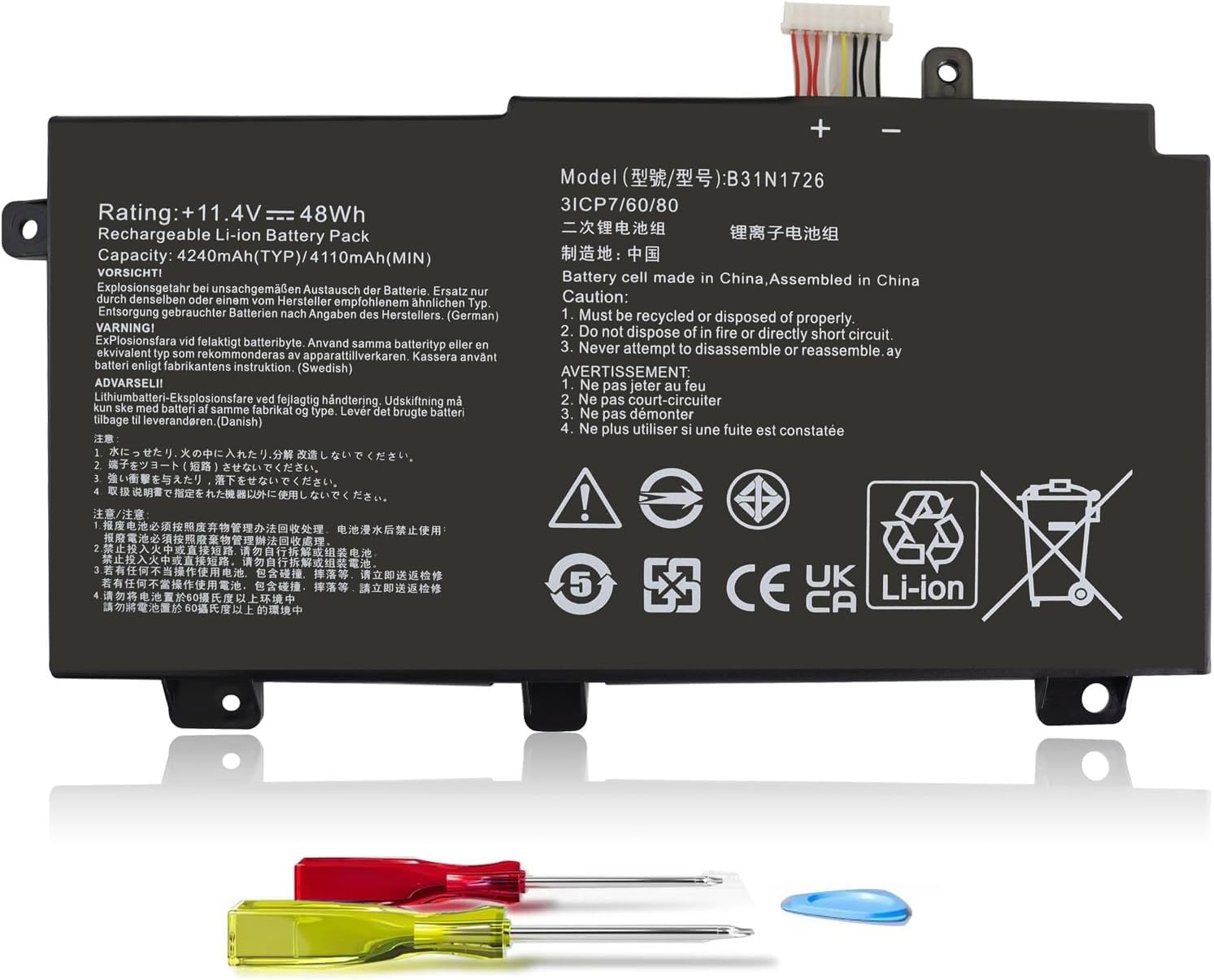 WLTree 48Wh B31N1726 Laptop Akku für Asus FX80 FX86
