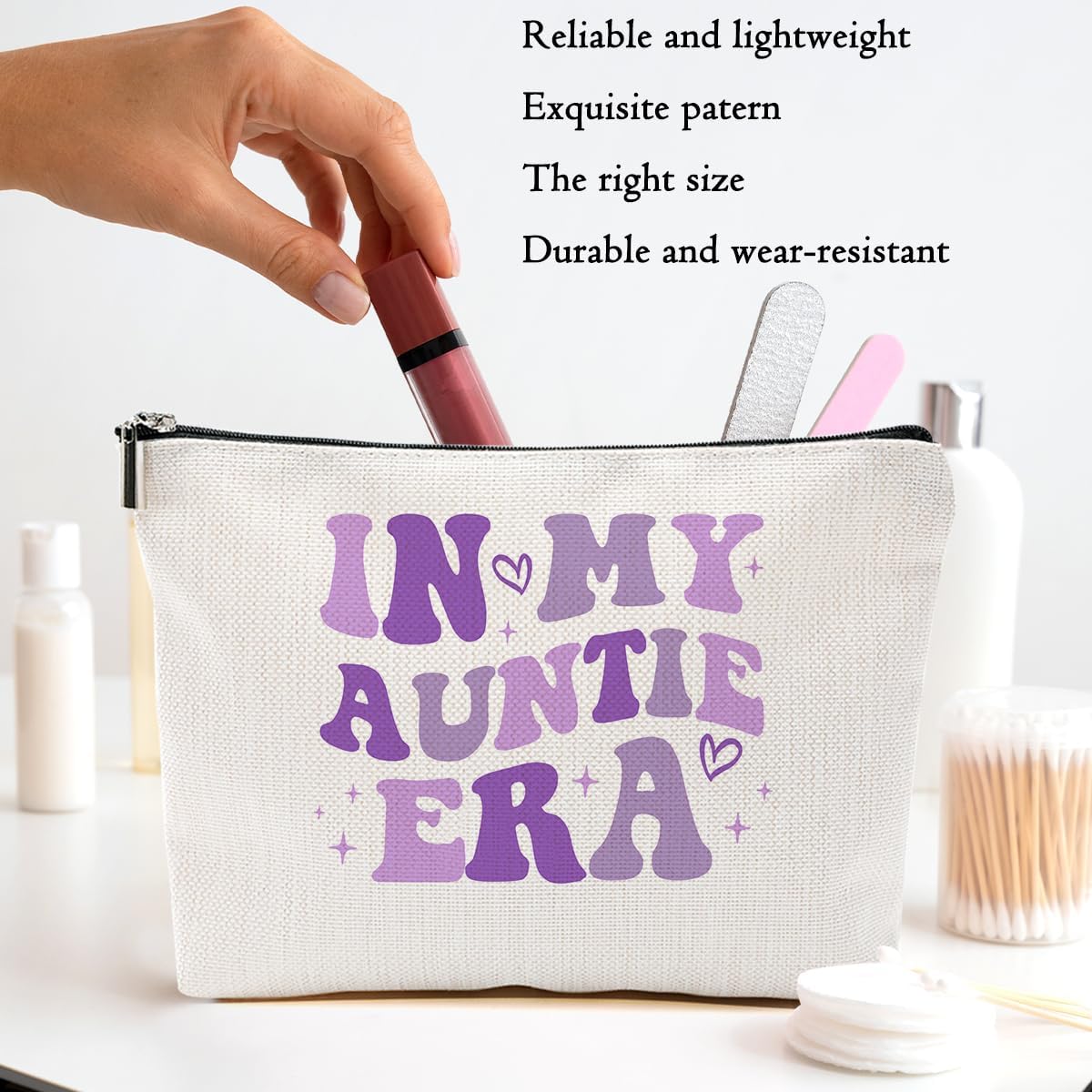 Aunt Gifts Makeup Bag Auntie Gift Ideas Cosmetic Bag, Auntie Gifts from Nephew Niece Christmas Birthday, Gift for Aunt Accessories Travel Toiletry Zipper Bags, Organizer, Cosmetic Pouch - Image 2