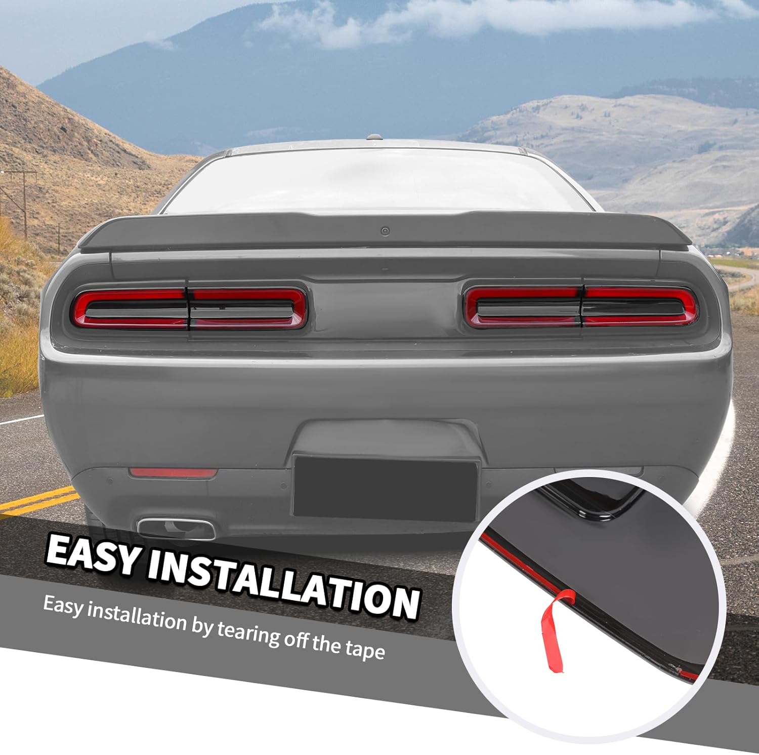 Jimen Fit for Dodge Challenger 2015-2023, 8PCS Tail Light Bezel Smoked Taillight Overlays & Side Marker Light Cover Trim Tint Kit