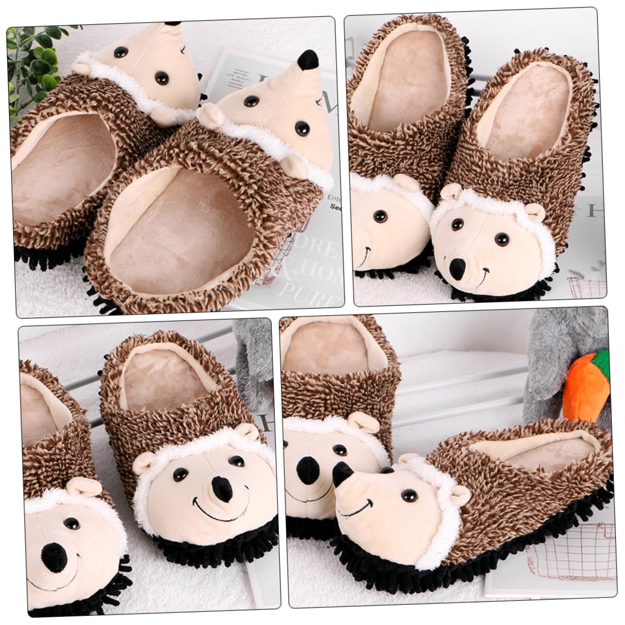 FRCOLOR Pantuflas De Erizo Con Forma De Conejito Pantuflas De Invierno Sintéticas Pantuflas De Interior Zapatillas De Dibujos Animados Divertidas Con Calefacción Animales Rata