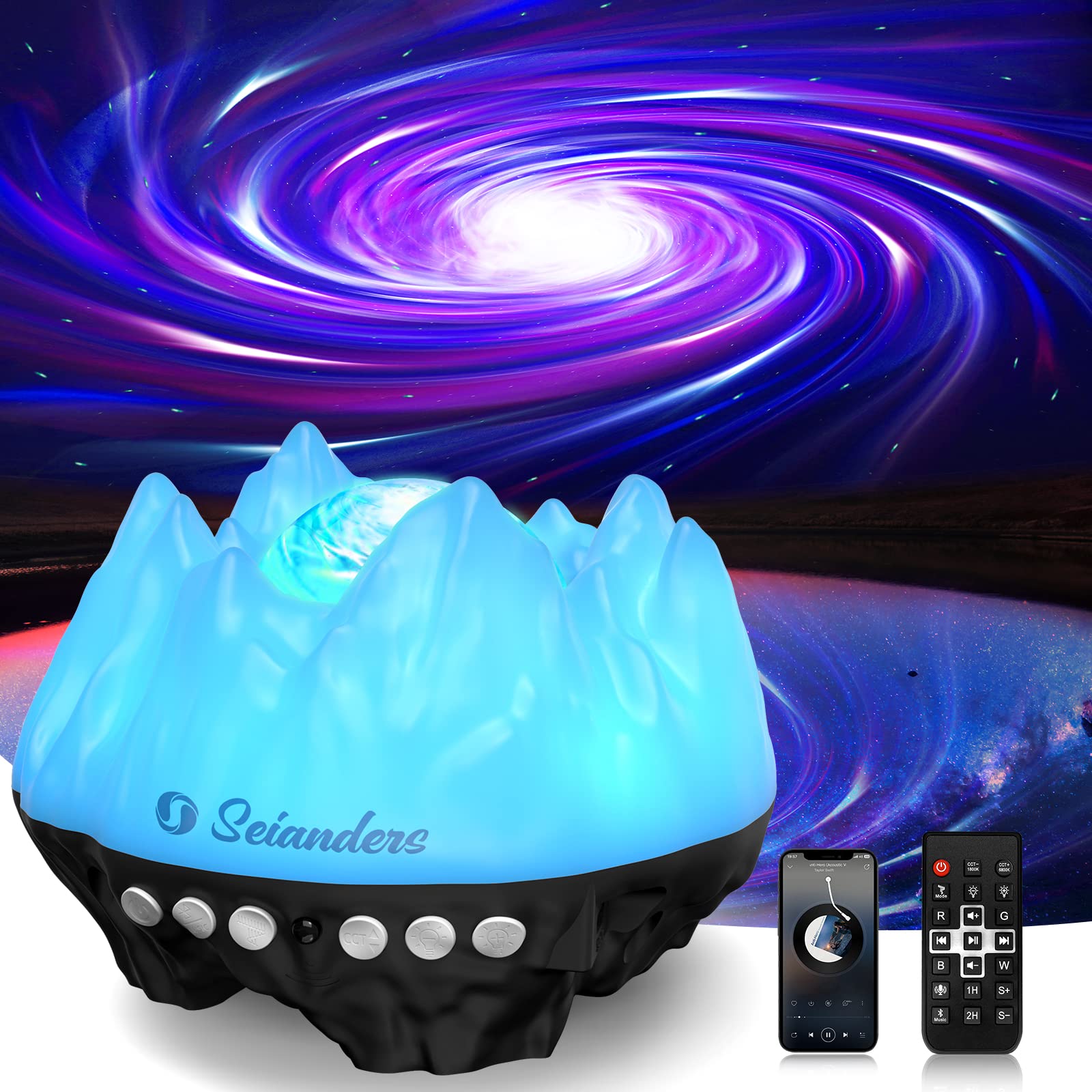 2 in 1 Galaxy Projector 2.0 & Night Light, Seianders Star Projector with 33 Light Effects, Bluetooth Speaker & White Noise Galaxy Light Projector, Night Light Projector for Kids, Ceiling, Room Decor