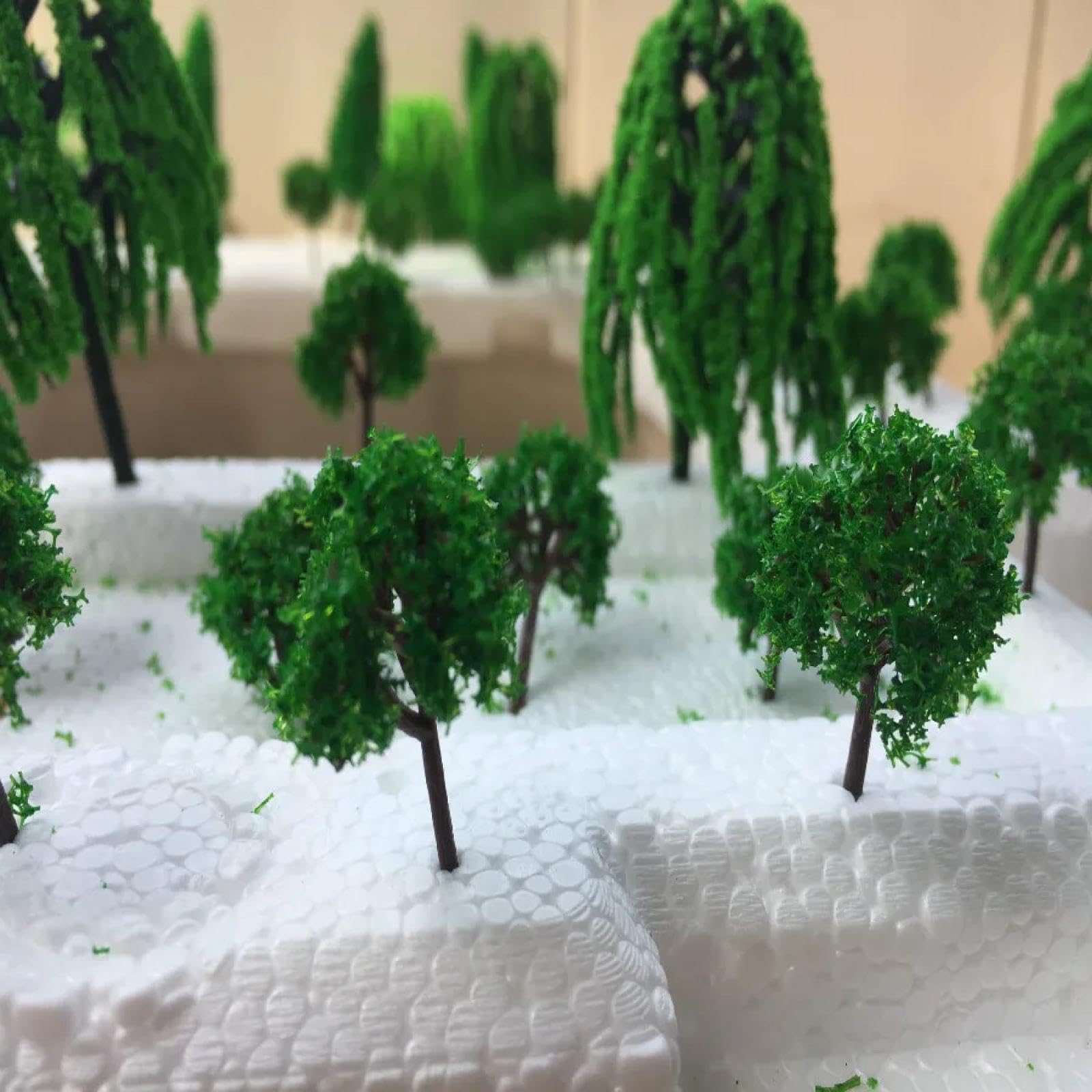 1:100 Scale Landscape Trees 50PCS HO Scale Model Trees - 1.4 Inch Green ...