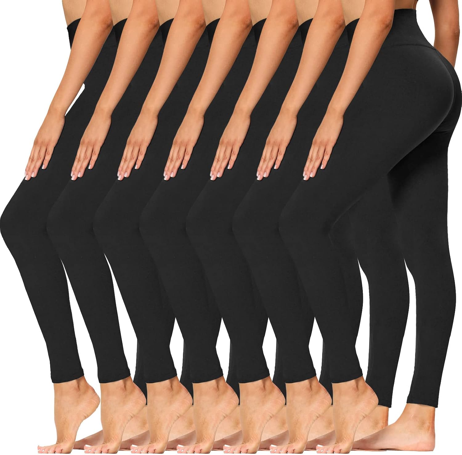 SYRINX 7 Pack High Waisted Leggings for Women - Buttery Soft Tummy Control Yoga Pants for Workout Running