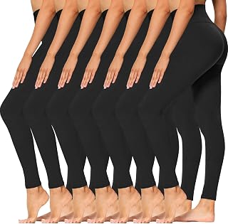 Syrinx 7 Pack High Waisted Leggings for Women - Buttery Soft Tummy Control Yoga Pants for Workout Running