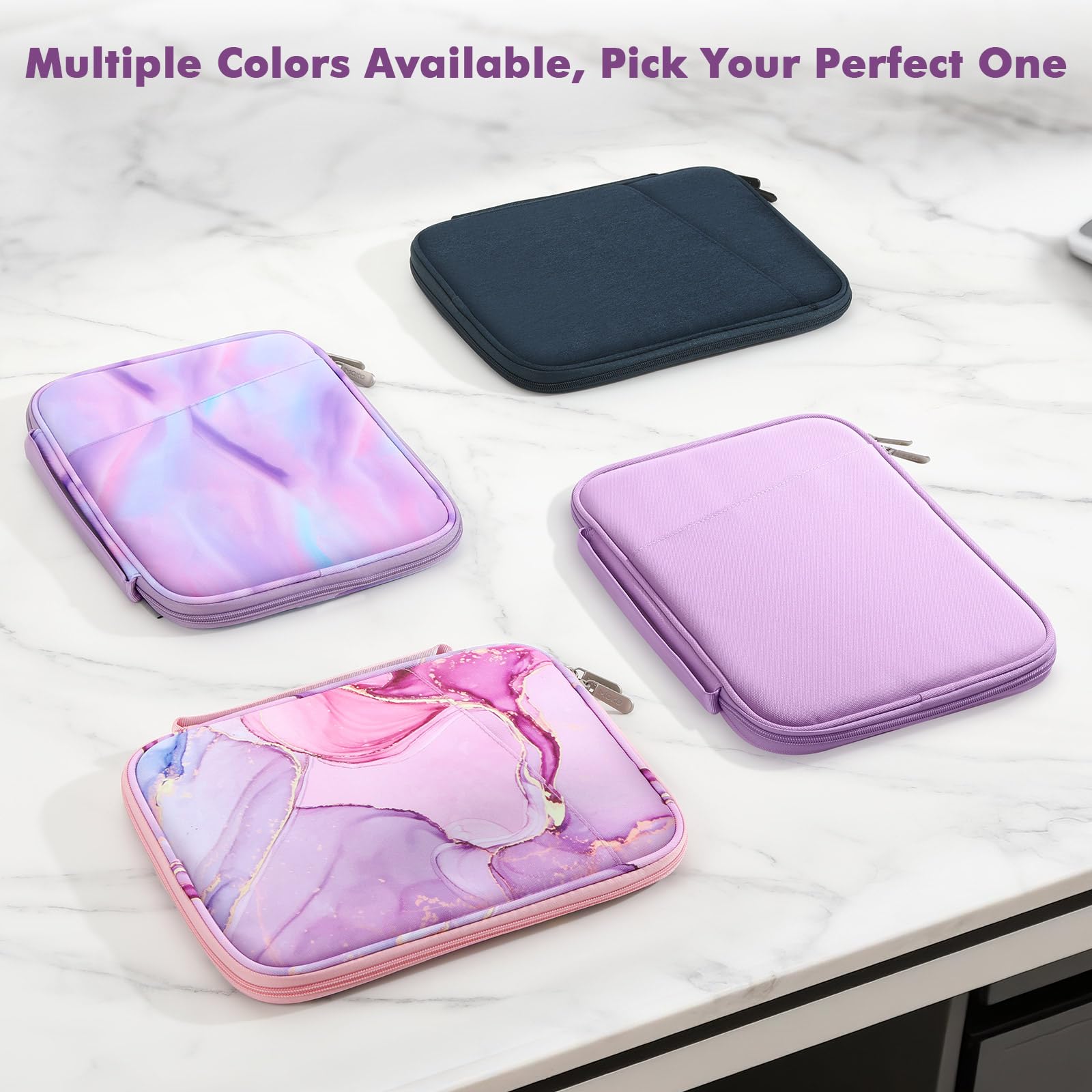 MoKo Custodia Tablet Imbottita 9-11 Pollici per 11" iPad Air M4 2026, iPad A16/Pro 11 M5, i-Pad 10th/Air 5/4th 10.9, iPad9/8 10.2, Tab S8/S9 11, con Maniglia, Fantasia Viola