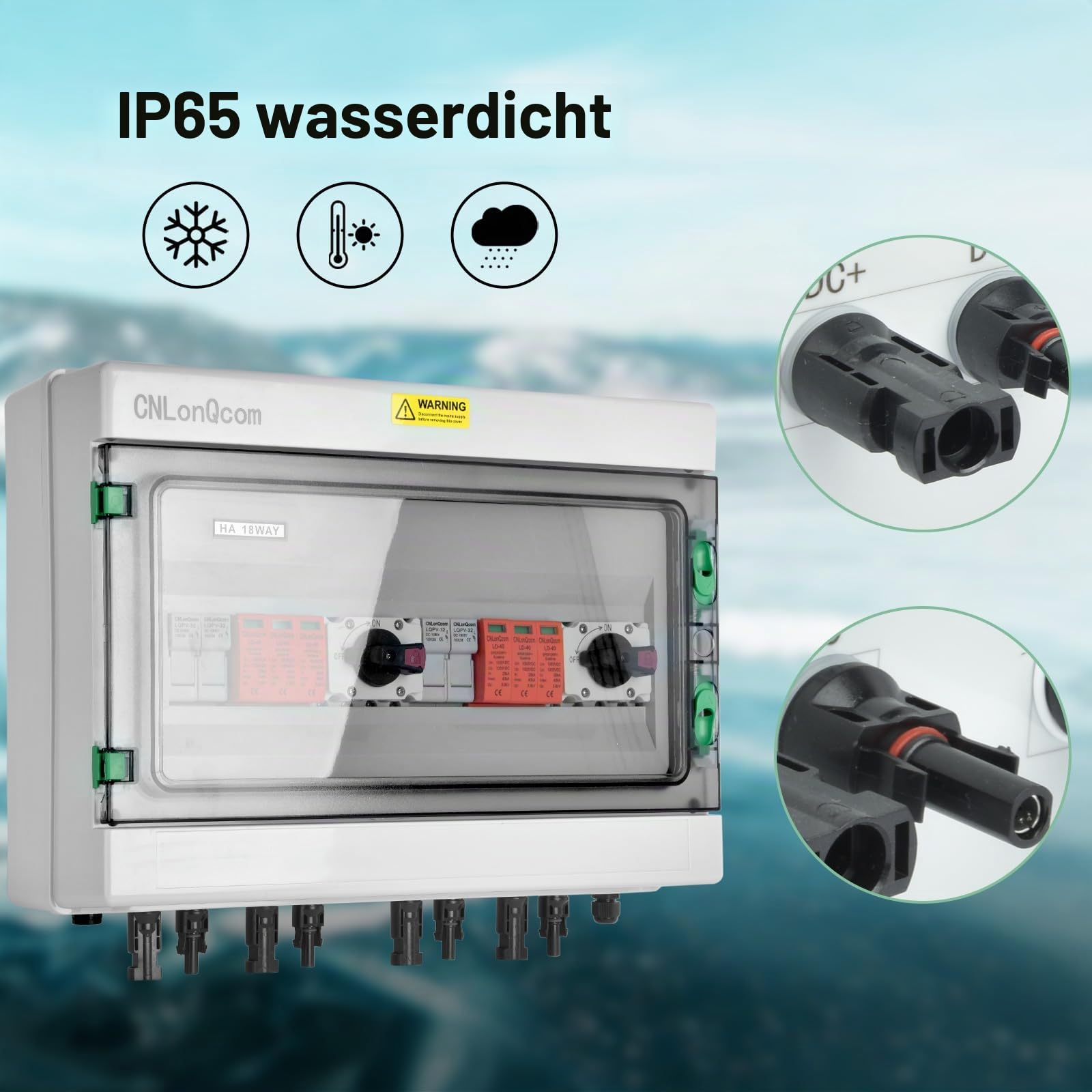 Generatoranschlusskasten PV 1000V 32A, Überspannungsschutz Solar 2 Strings