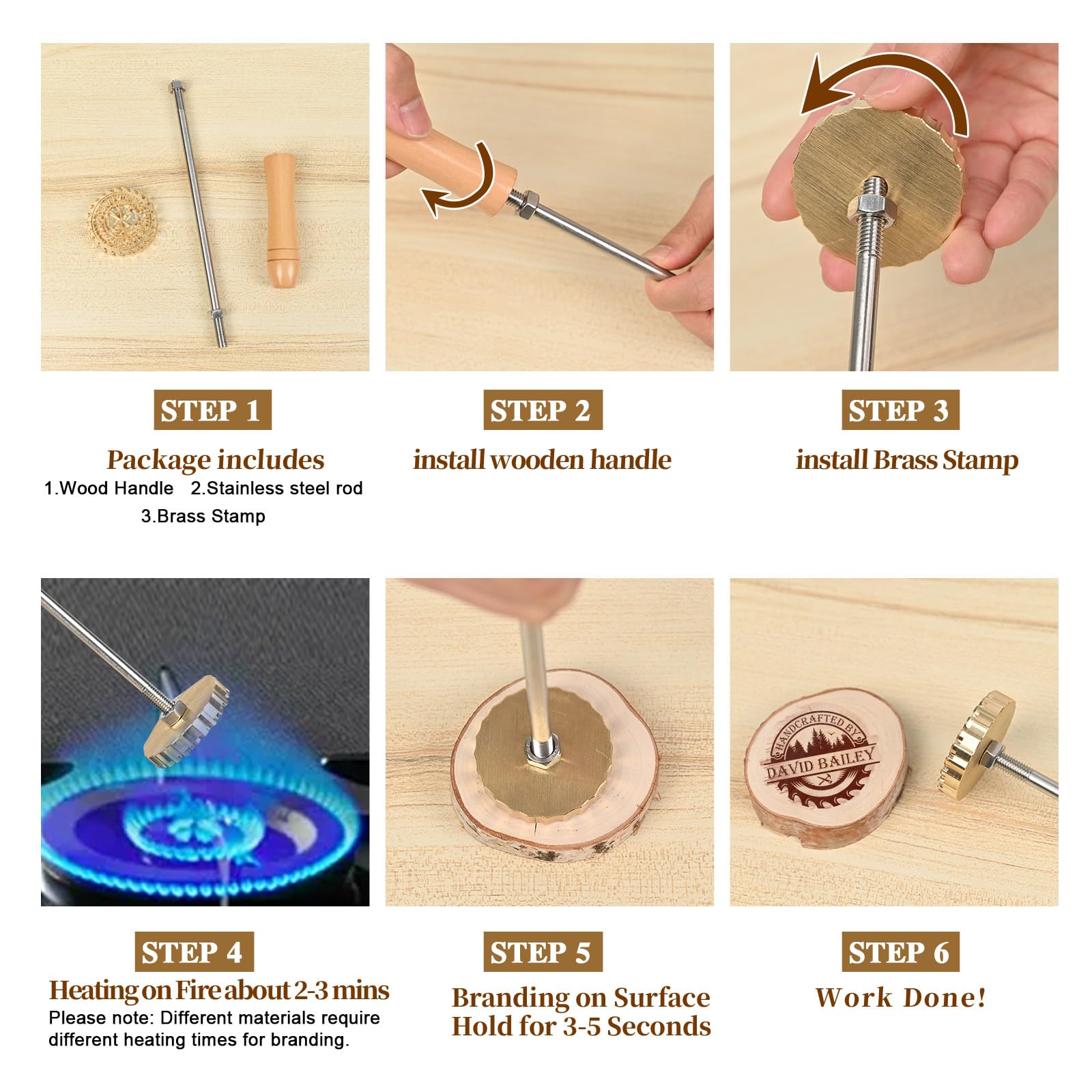 Custom Electric Branding Iron For Wood & Leather - Personalized Logo Stamp, 6 Sizes, Temperature Controlled