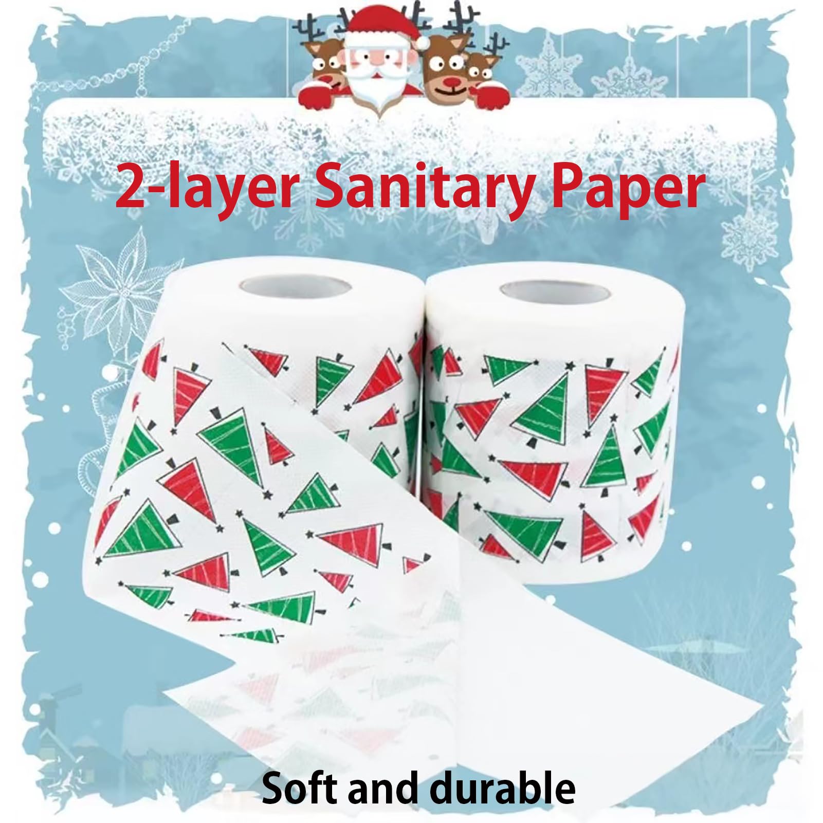 Papier toaletowy, świąteczny wzór papieru toaletowego, 10 rolek papieru toaletowego, kolorowy papier toaletowy 2-warstwowa chusteczka do kąpieli, papier toaletowy z pulpy z drewna zego, D