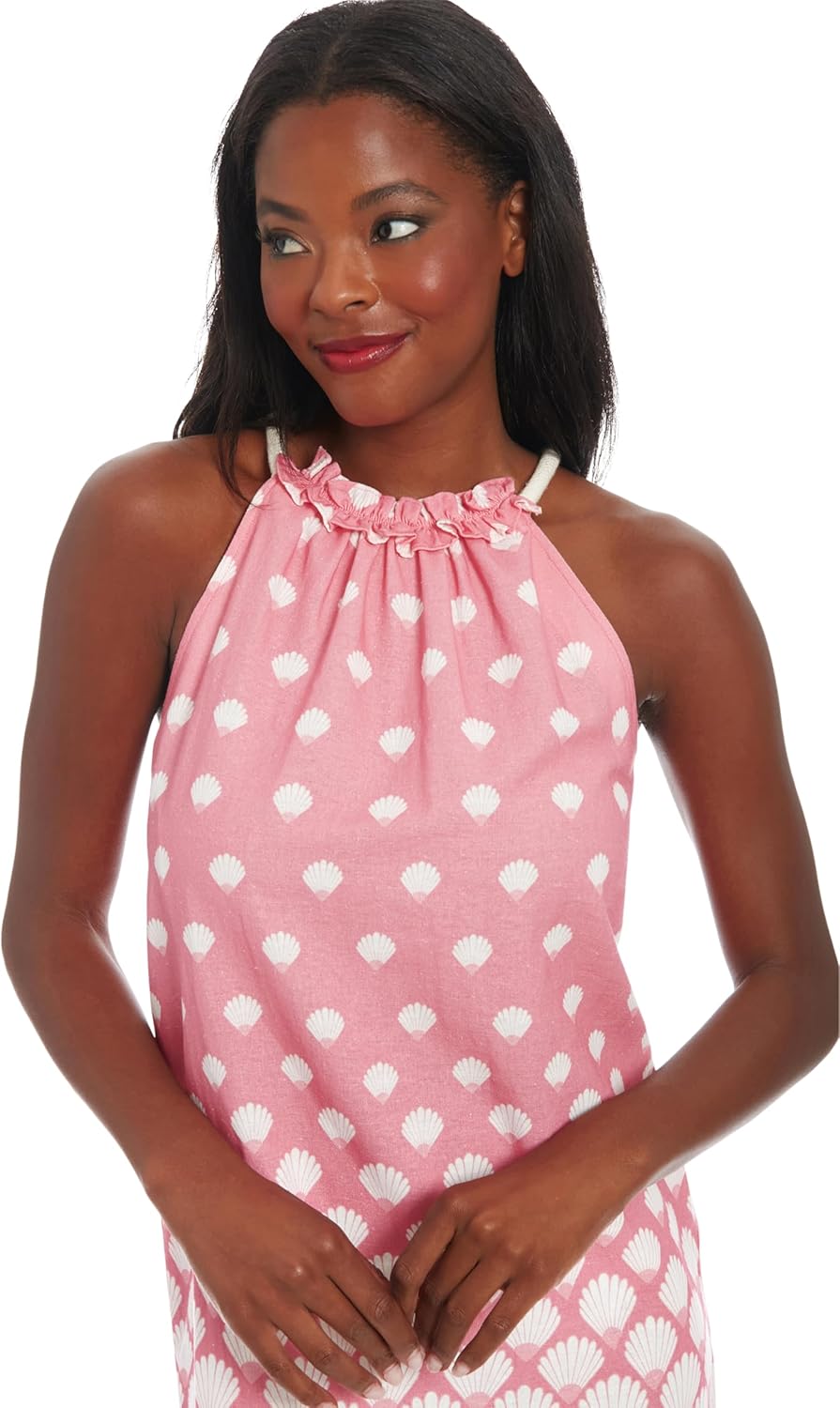 London Times Women's Sleeveless Ruffle Neck Shift Shell Pattern-Knee Length Special Occasion Dress - Image 4