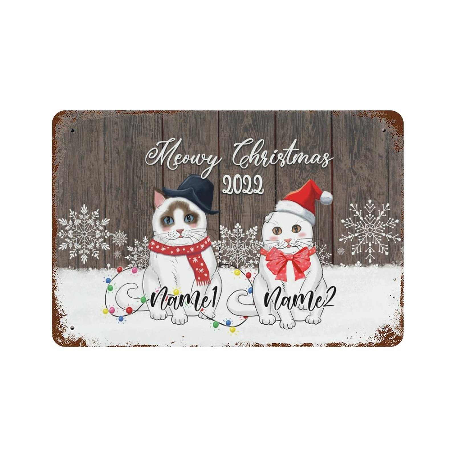 Panneau de Noël chat personnalisé pour décorer votre bar ou jardin en fêtes