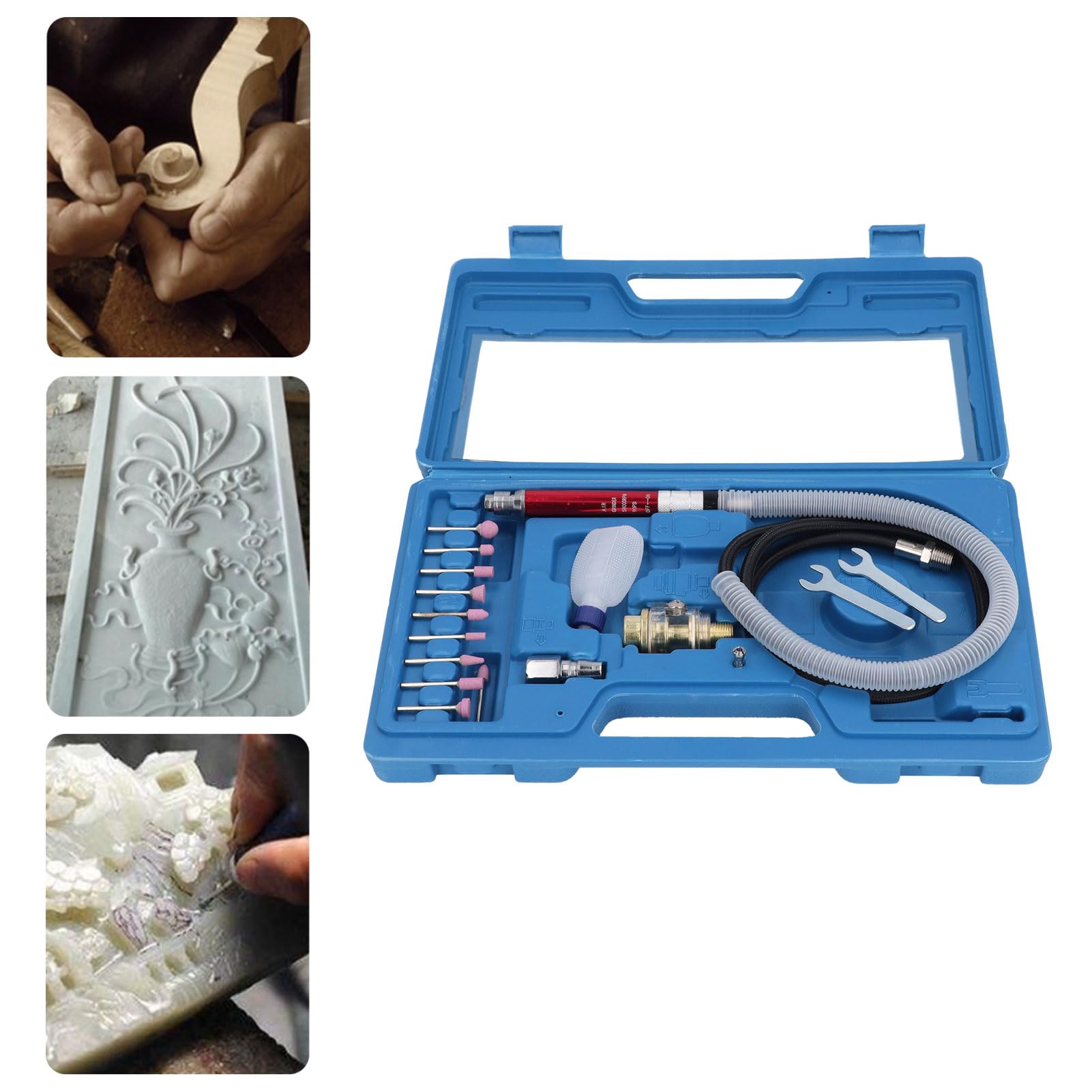 Micro smerigliatrice pneumatica, 1/8" micro smerigliatrici pneumatiche, mini smerigliatrice a matita 58000rpm, kit di utensili lucidatura per pulizia, smussatura, molatura, incisione, foratura