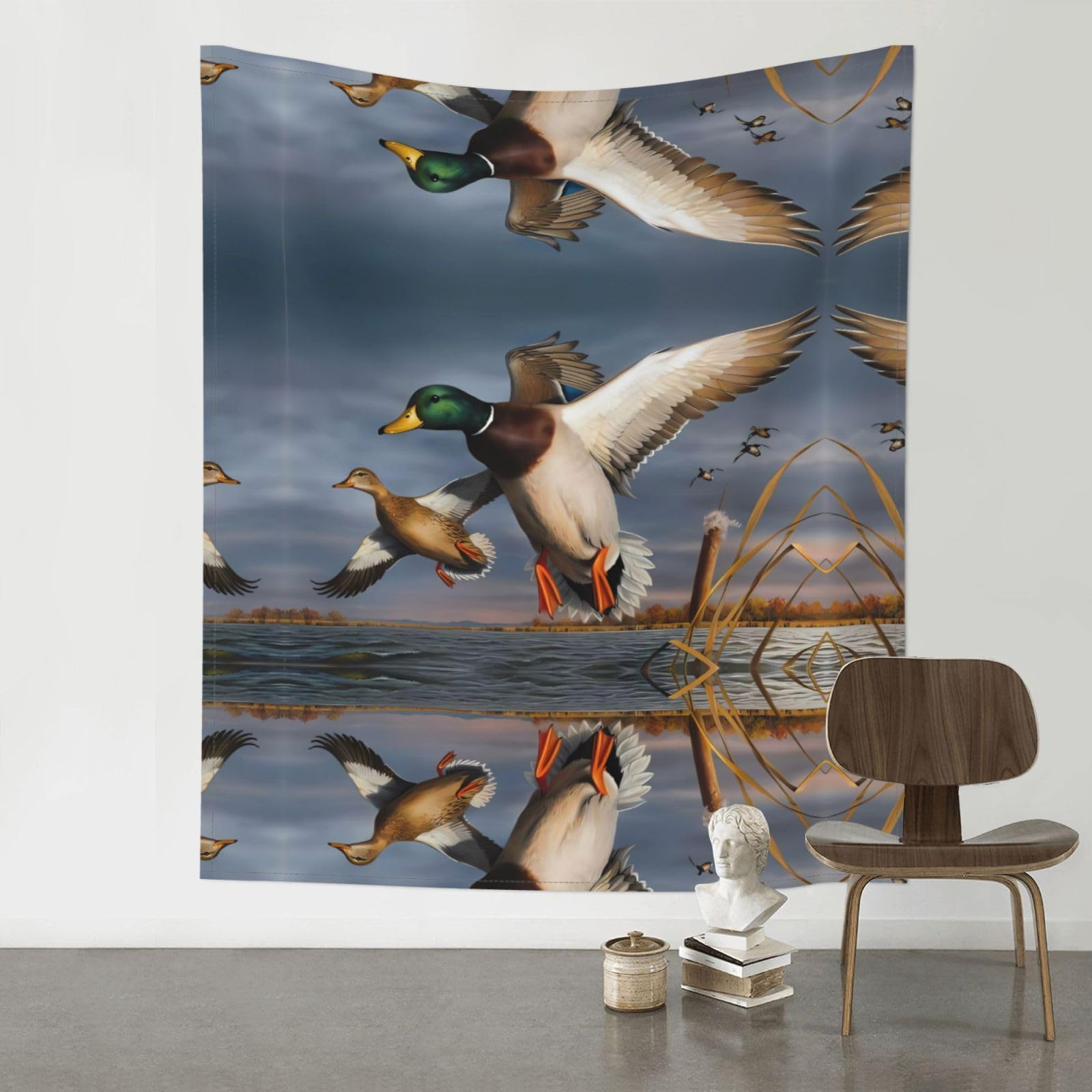 WHJSSF mallard duck Prints 60x51in Wall Tapestry Bohemian Throw Blanket Dorm Decor Beach Picnic Cover