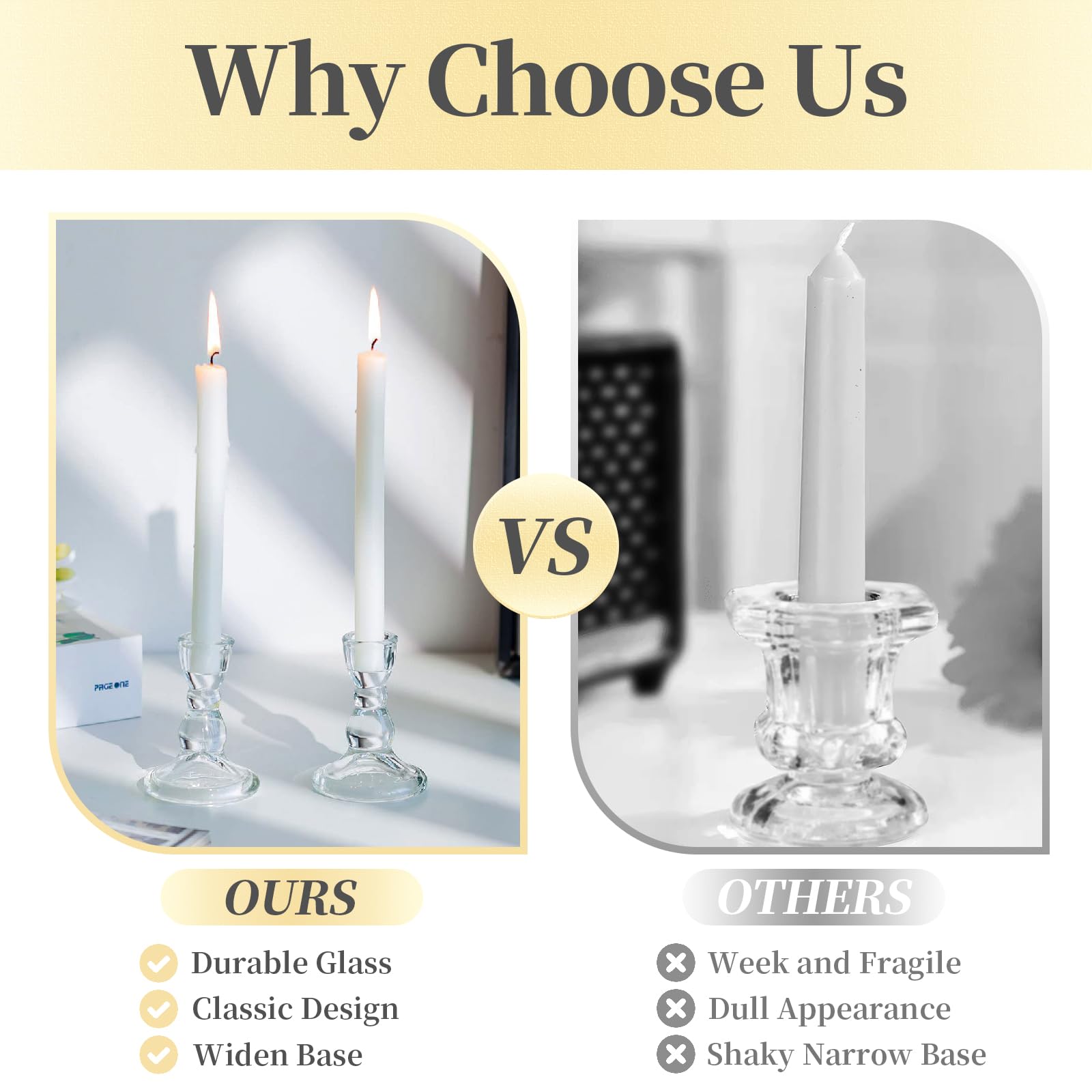 Hewory Bougeoirs en Verre pour Chandelier: 20pcs Chandelier Taper Détenteurs en Vrac Bougeoirs Clairs Porte-Bâtonnets pour Table de Noël de Fête de Mariage Centrepieces