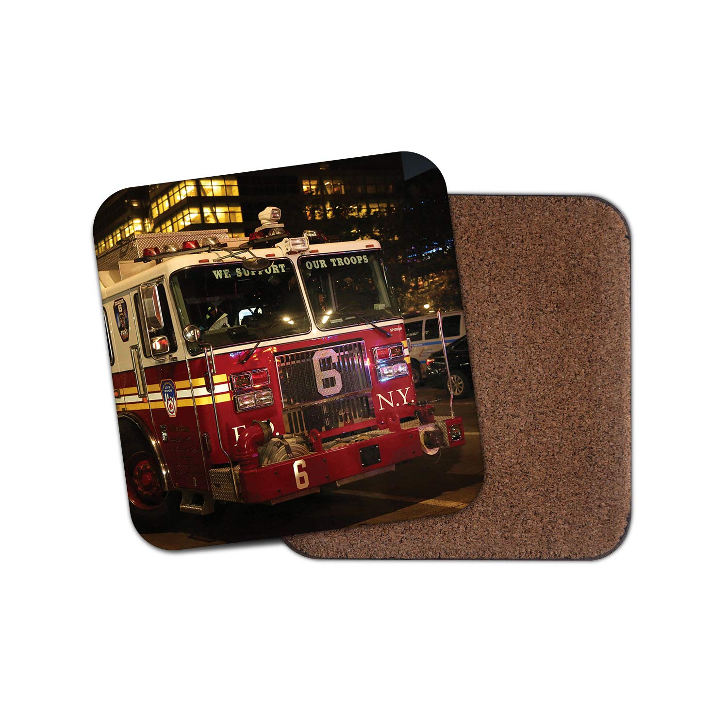 Destinationvinyl Multicolor 1 X New York Fire Engine Coaster - Red Truck Emergency Vehicle Fun #14548