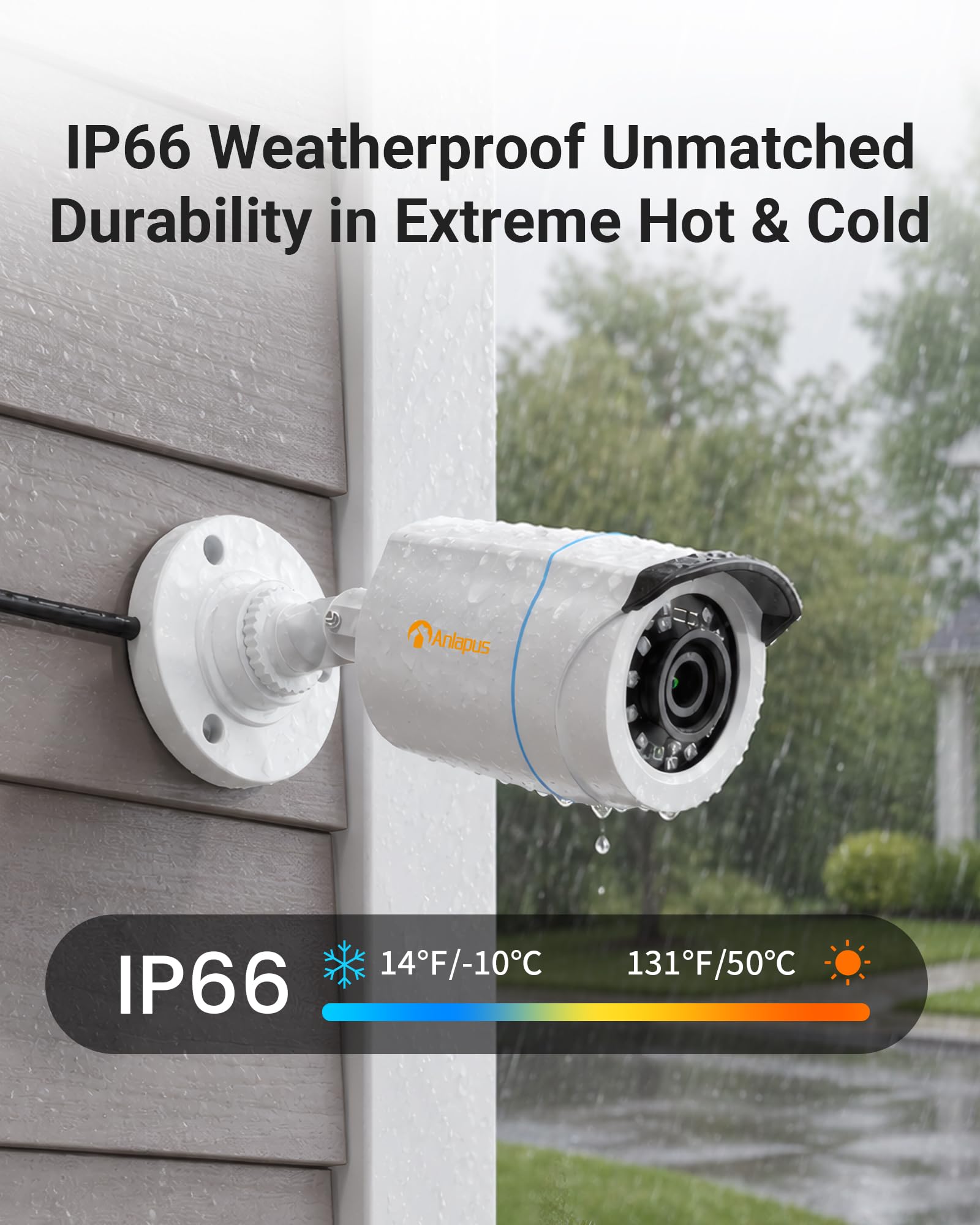 Anlapus H.265+ Kit Videorveglianza Esterna 2MP FHD 1080P, DVR 8CH 500GB, Rilevamento IA Persone & Veicoli, Avviso Istantaneo & APP Gratuito, Sorveglianza Domestica 24/7, Telecamera Bullet Bianco