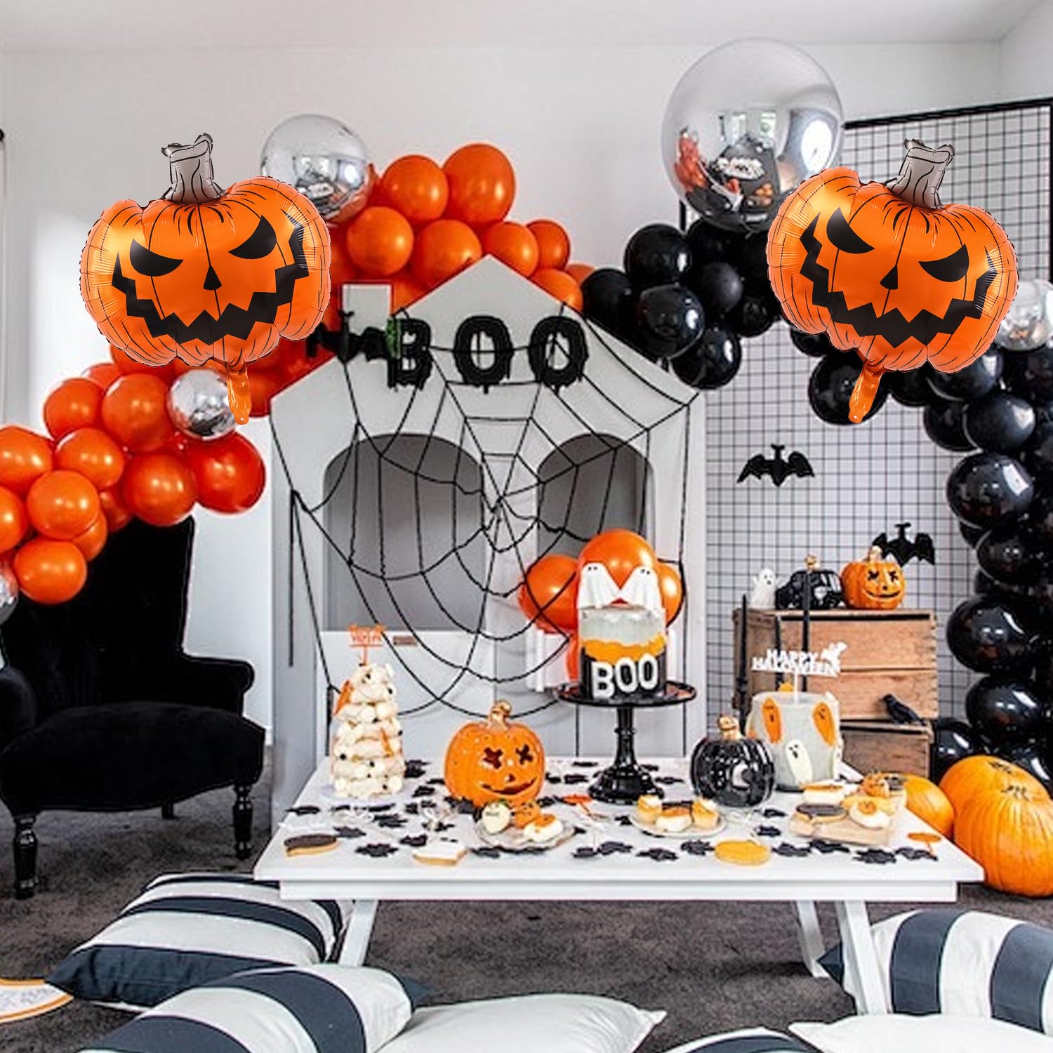 NAUZE 6Pieces Halloween Pumpkin Balloons Scary Novelty Balloons With Funny Face Halloween Themed Props for Adult Party Decor - Image 4