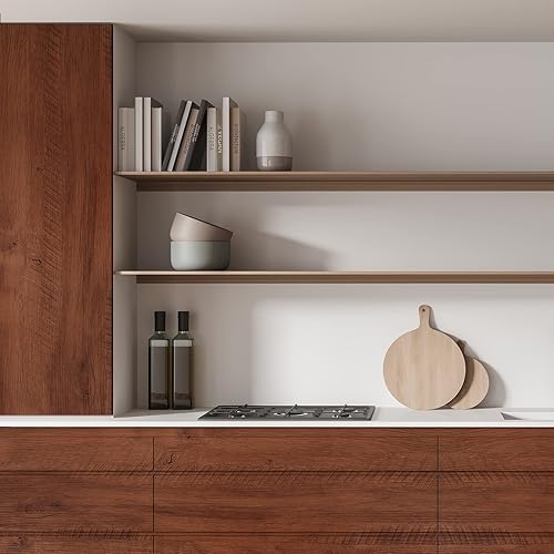 Miniatura 5 de TORC Papel tapiz de madera marrón para despegar y pegar, 17.1 x 393.7 pulgadas, papel de contacto de madera sintética para tocador de armario de