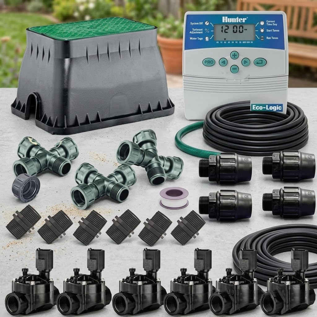 Suinga Kitirrigazione automatico 6 zone elettriche con timer elettrovalvole e accessori.