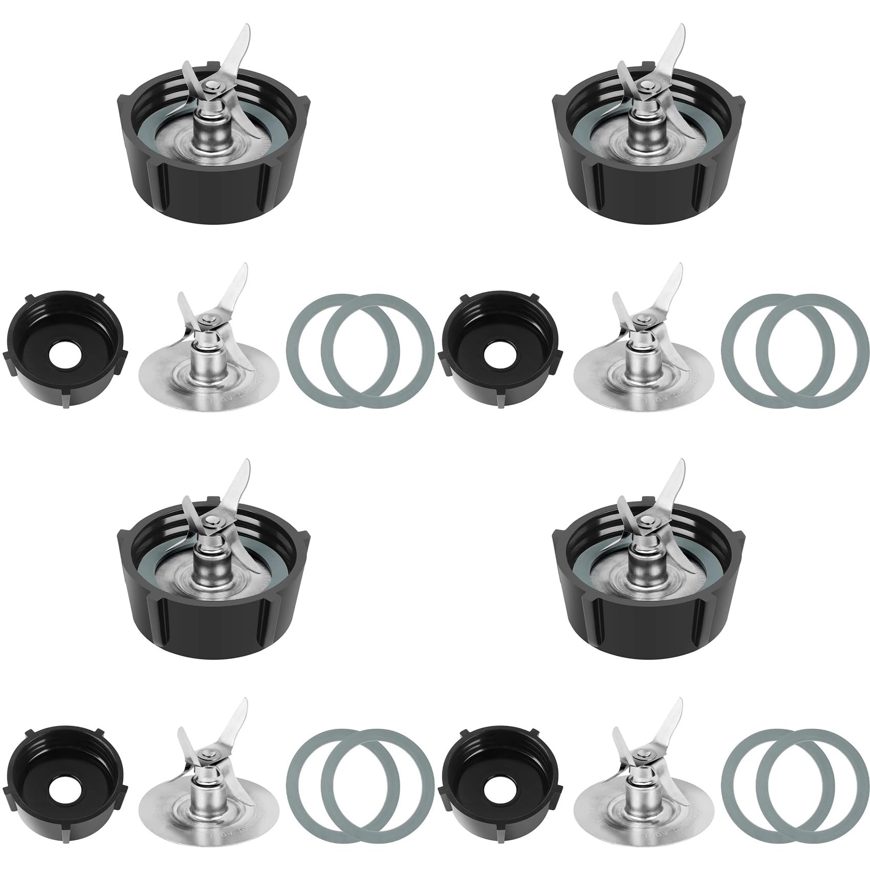 Hndhbfgrt 4X for Osterizer Blender Blades with Blender Jar Bottom & 4Point Fusion Blade 4961 & 8Pc O Ring Rubber Seal Gasket